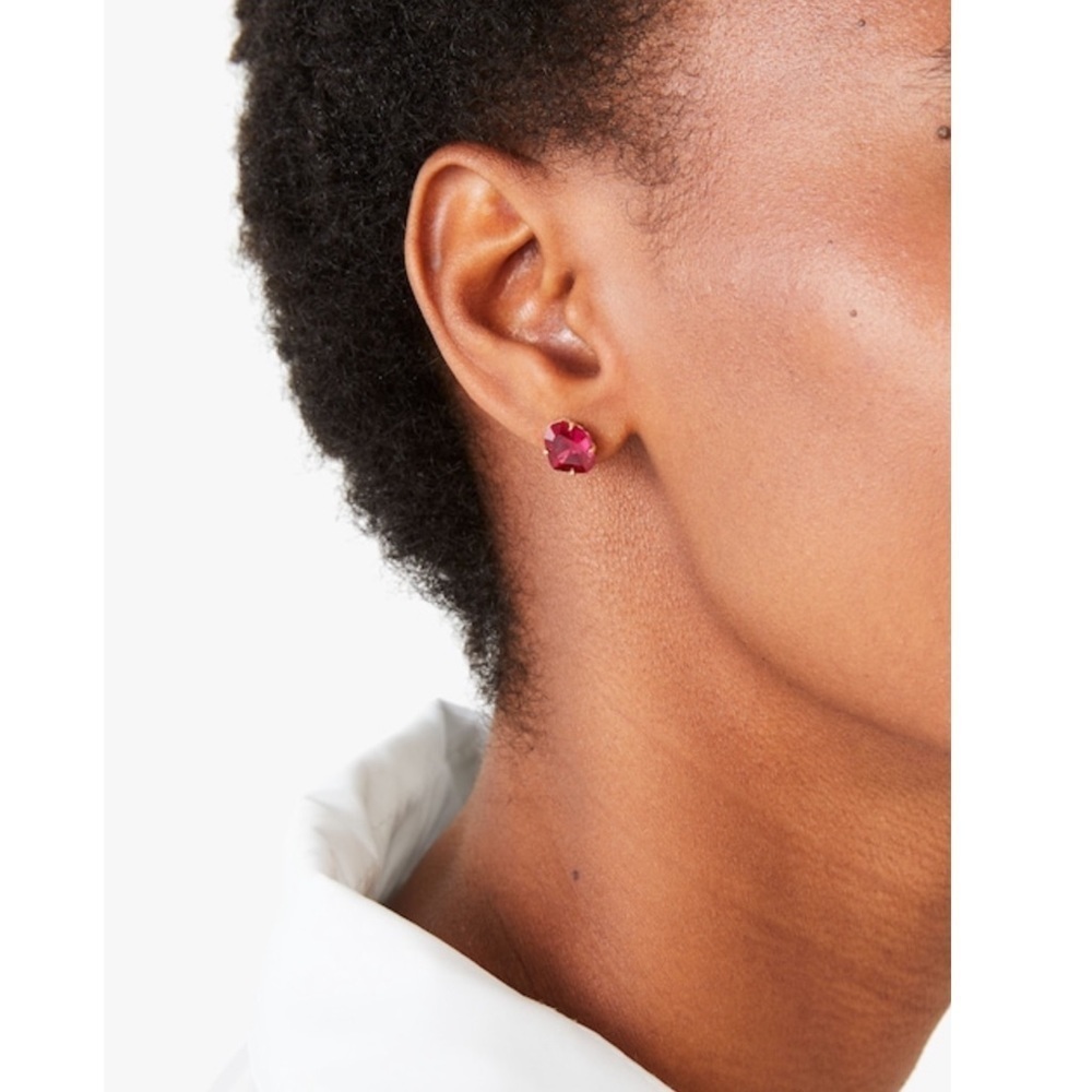 KATE SPADE • Gold Treasure Trove Red Earrings - Picture 2 of 3